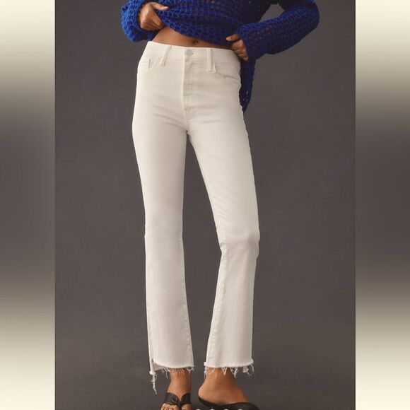 New MOTHER The Insider Crop Step Fray Jeans Cream Puff Size 26 - Picture 1 of 16